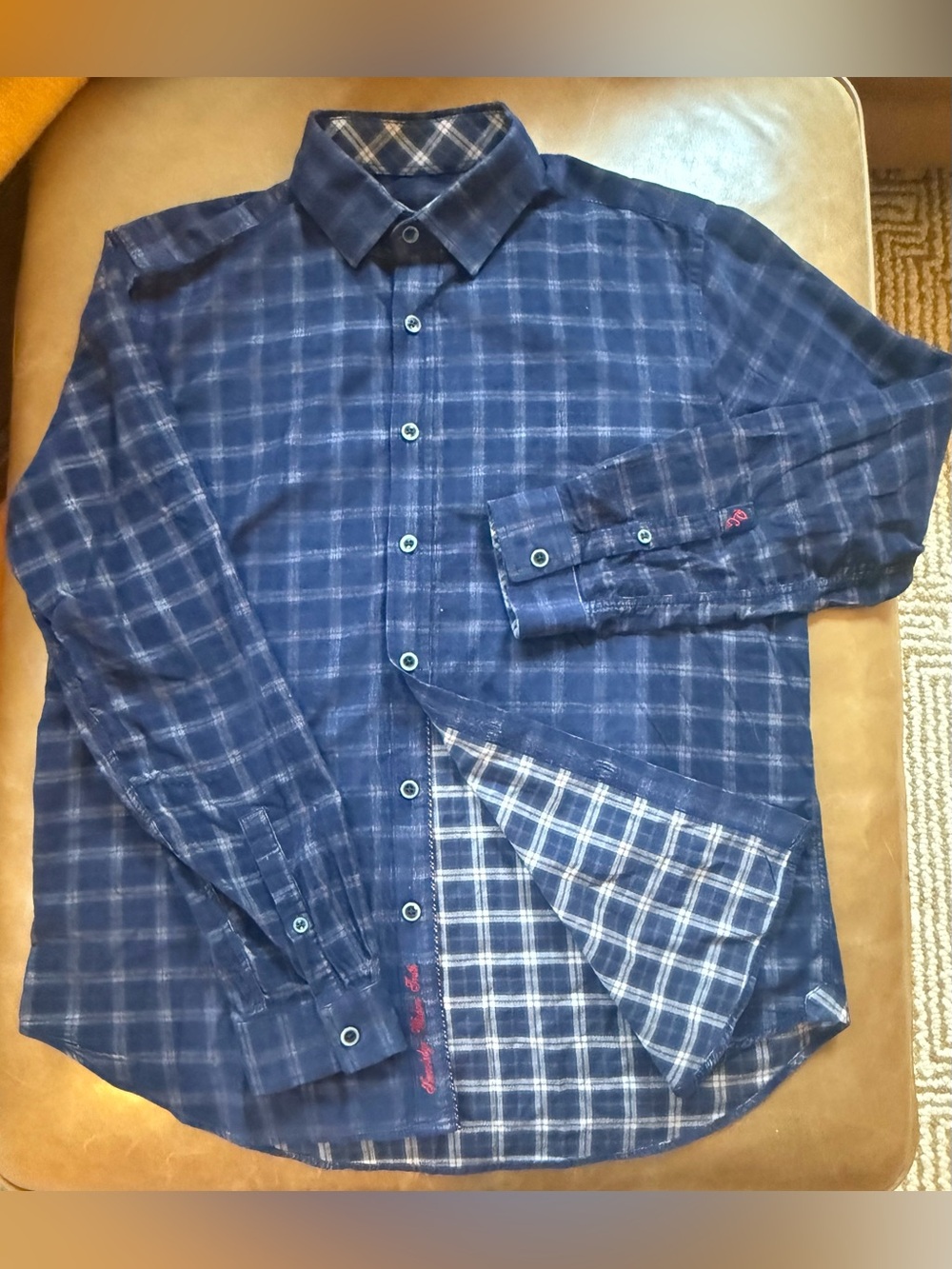 Men's Robert Graham Blue Plaid Button-Up Shirt - NWOT size medium